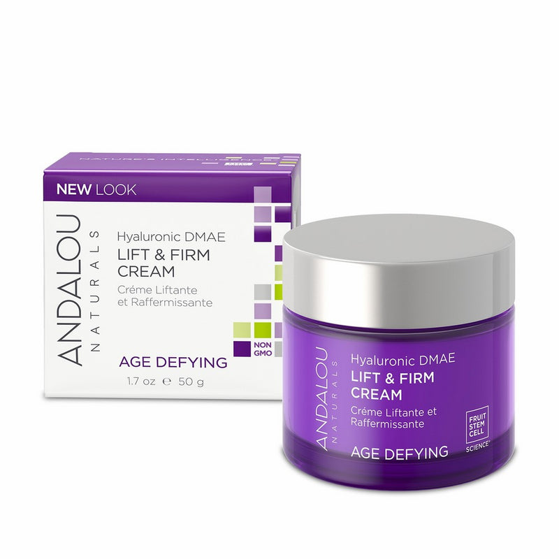 Andalou Naturals Hyaluronic DMAE Lift & Firm Cream, 1.7 oz, For Dry Skin, Fine Lines, Wrinkles, Helps Lift, Firm, Soften & Smooth Skin