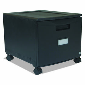 Storex Single Drawer Mini File Cabinet with Lock and Casters, Legal/Letter Size 18.25 x 14.75 x 12.75 Inches, Black (STX61259B01C)