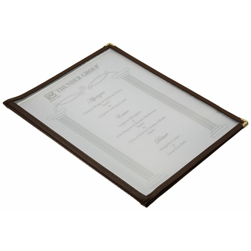 Excellanté 3 Page Book Fold Menu Cover, 8 1/2" x 11", Brown