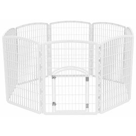 IRIS 34'' Exercise 8-Panel Pet Playpen with Door, White