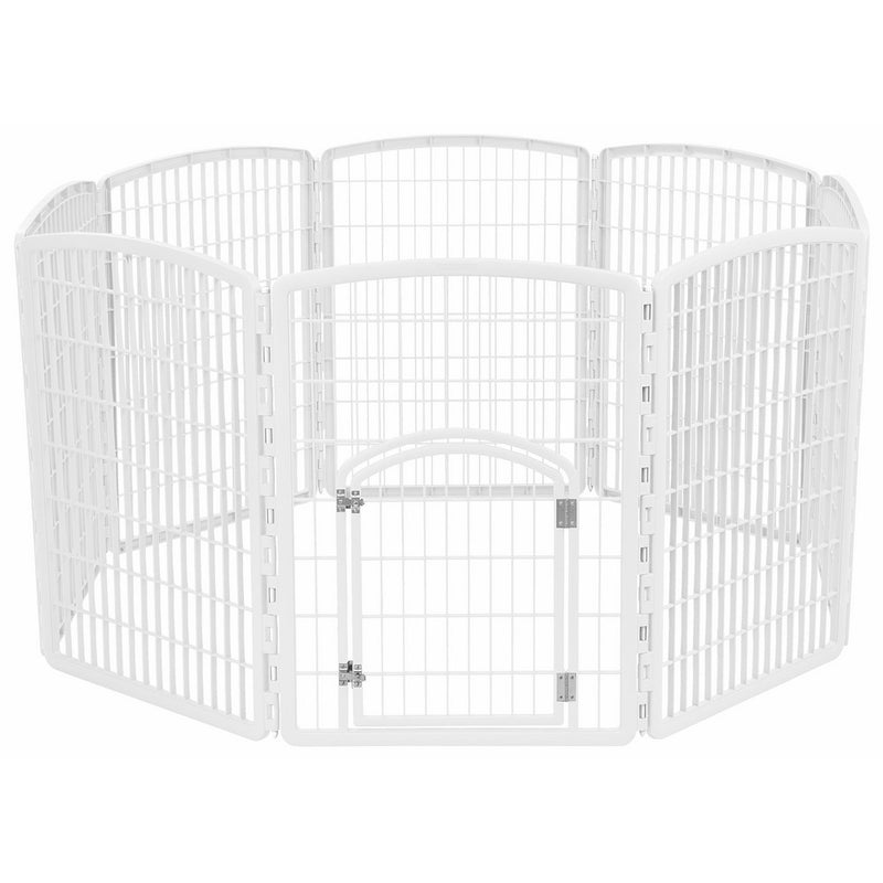 IRIS 34'' Exercise 8-Panel Pet Playpen with Door, White