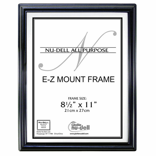 Nudell 8.5" x 11" EZ Mount Economy Document Frame Plastic Face, Black