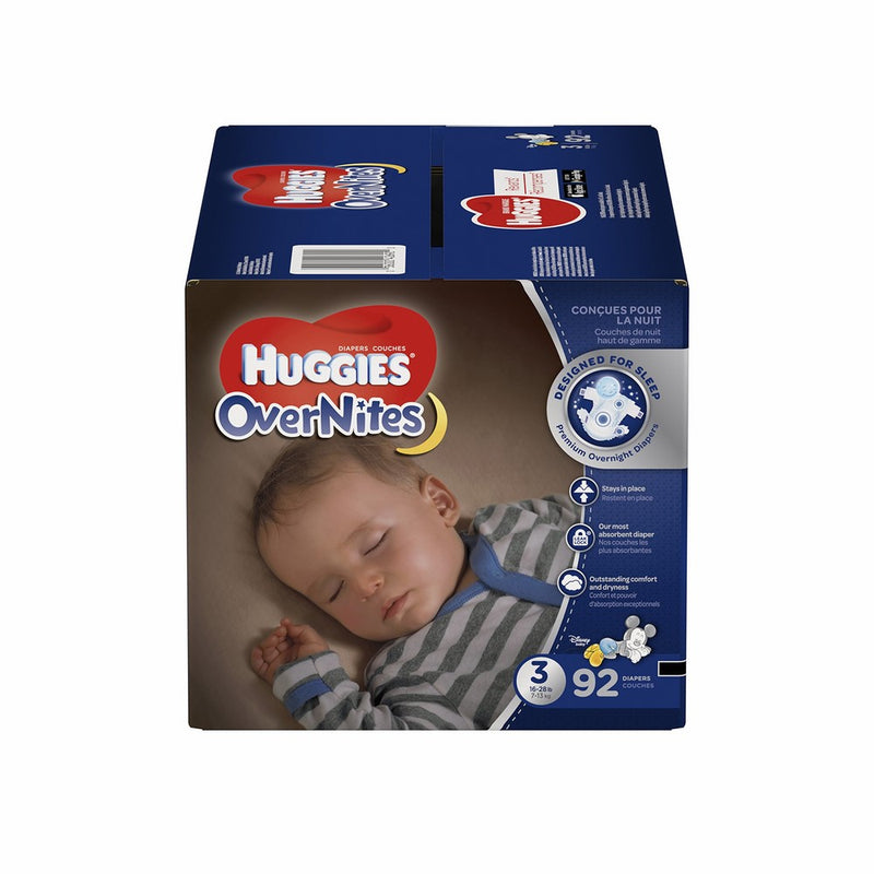 HUGGIES OverNites Diapers, Size 3, 92 ct, GIGA JR Overnight Diapers (Packaging May Vary)