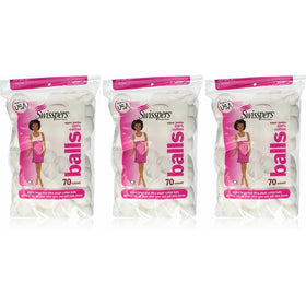 Swisspers Cotton Balls Jumbo Plus Size, 70 Count (Pack of 3)