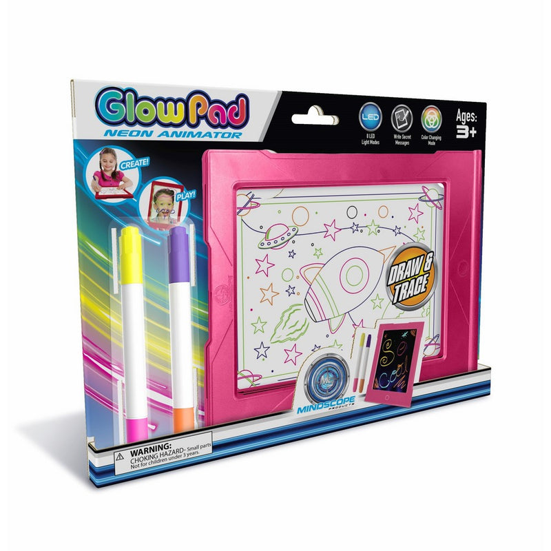 Mindscope Light Up LED GLOW PAD PINK Animator with Glow Markers