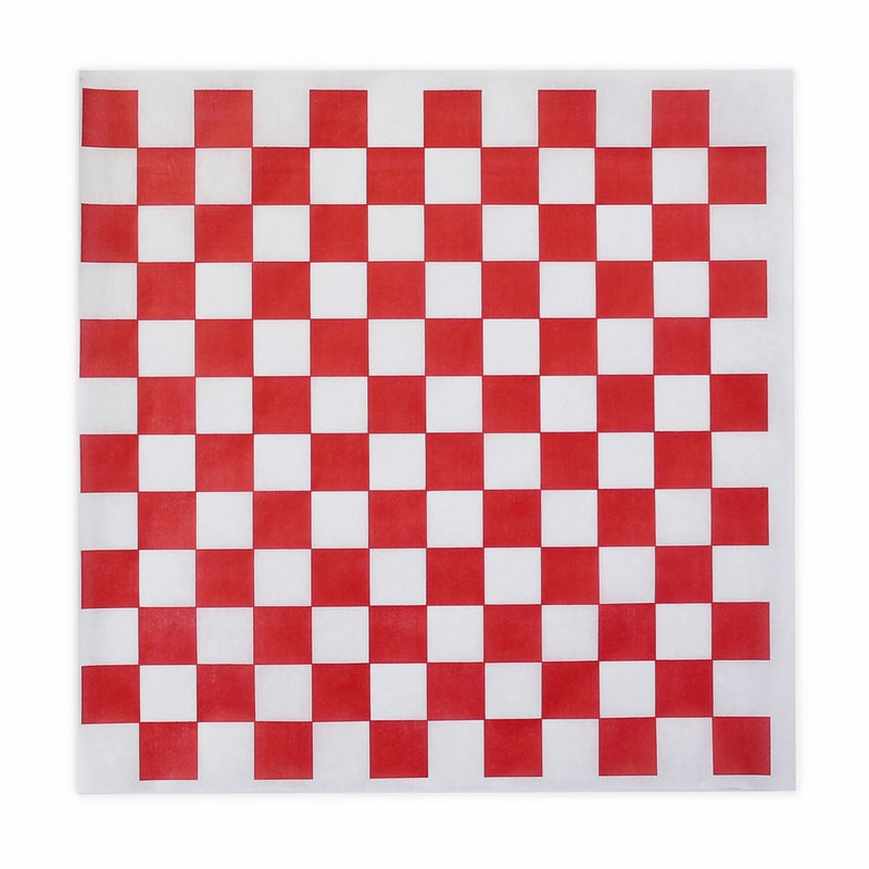 Red Check Dry Wax Paper Deli Wrap and Basket Liner | 100ct