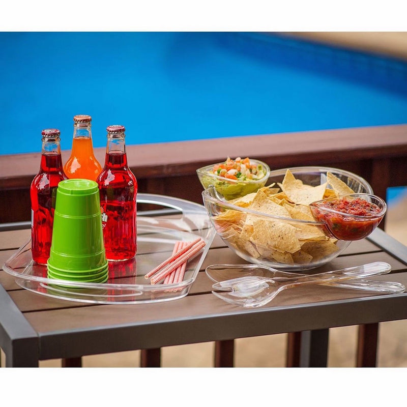 6-Piece Acrylic Serving Set Chip & Dip Salad Fruit Bowl Serving Tray Party Pack