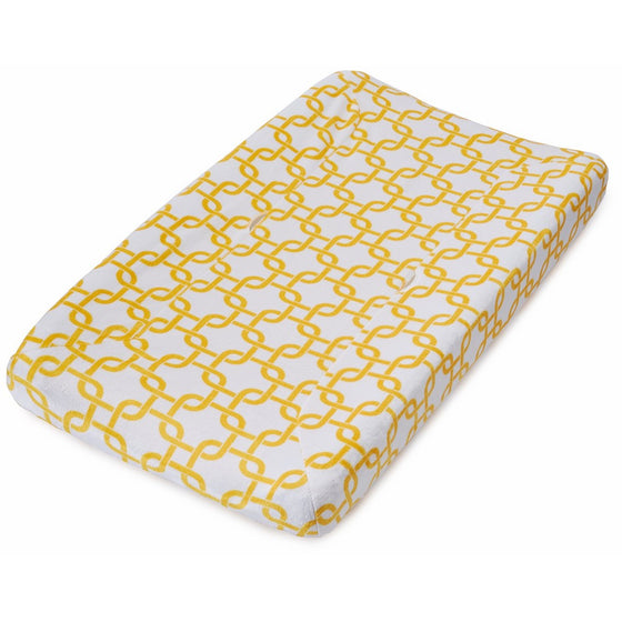 TL Care Heavenly Soft Chenille Fitted Contoured Changing Pad Cover, Golden Yellow Twill Gotcha