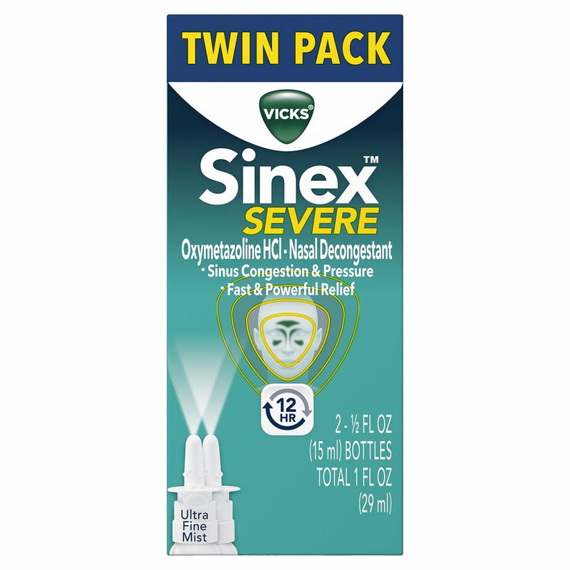 Vicks Sinex Severe Sinus and Nasal Spray, Ultra Fine Mist, 0.5 Fl oz (Pack of 2)