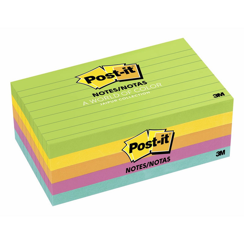 Post-it Notes, 3 in x 5 in, Jaipur Collection, Lined, 5 Pads/Pack (635-5AU)