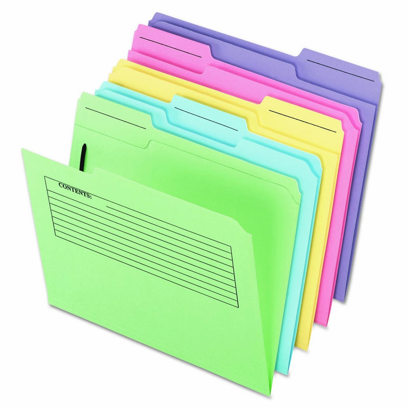 Pendaflex 45270 Printed Notes Folders with Fastener, 1/3 Cut Top Tab, Letter, Assorted (Pack of 30)