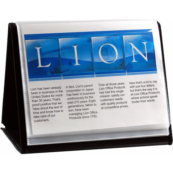 Lion Flip-N-Tell Display Book-N-Easel, Letter, 20-Pocket, Horizontal, 1 Easel Display Book (39008-H)