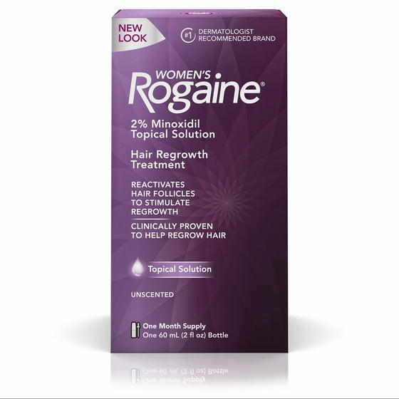 Women's Rogaine 2% Minoxidil Topical Solution for Hair Thinning and Loss, Topical Treatment for Women's Hair Regrowth, 1-Month Supply