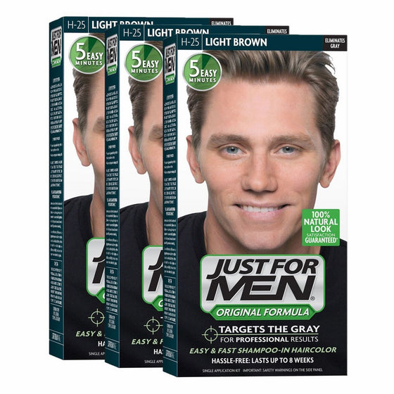 Just For Men Original Formula Men's Hair Color, Light Brown (Pack of 3)