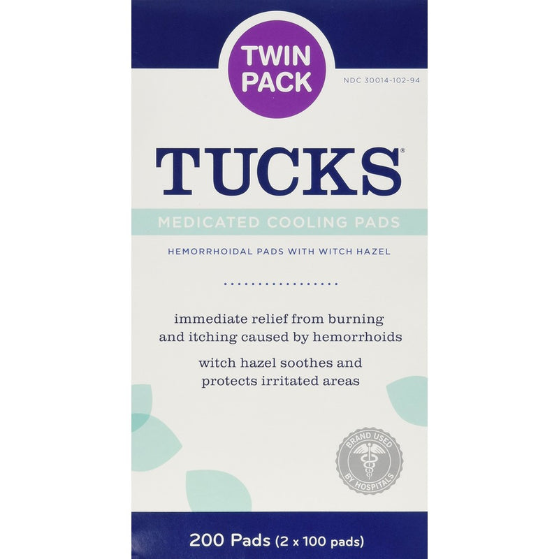 Tucks Medicated Cooling Pads 100 Pads Per Pack (Pack of 2)