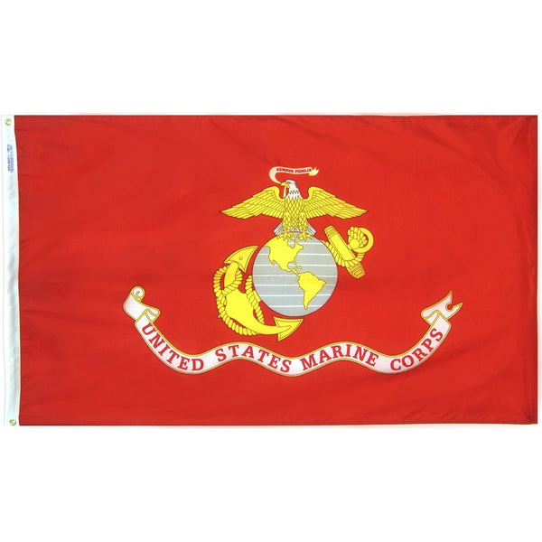 U.S. Marine Corps Military Flag 3x5 ft. Nylon SolarGuard Nyl-Glo 100% Made in USA to Official Specifications. Annin Flagmakers is an Officially Licensed Manufacturer. Model 439005