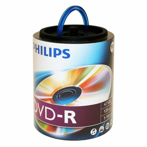 Philips Branded 16X DVD-R Media 100 Pack in Spindle with Handle (DM4S6H00F/17)