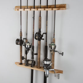 Rush Creek Log Cabin Style 6 Fishing Wall-Ceiling Rod Rack
