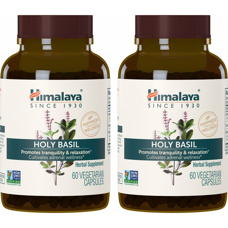 Himalaya Organic Holy Basil 60 VCaps for Stress, Emotional Well-Being & Relaxation 720mg (2 Pack)