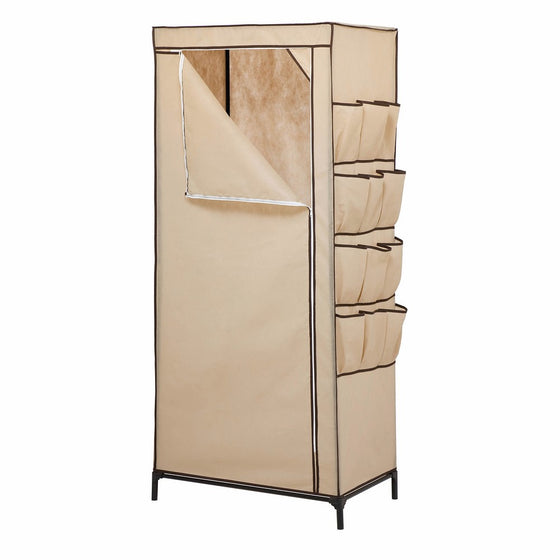 Honey-Can-Do WRD-01270 27-Inch Wide Storage Closet with 9-Side Storage and Shoe Bins, Tan
