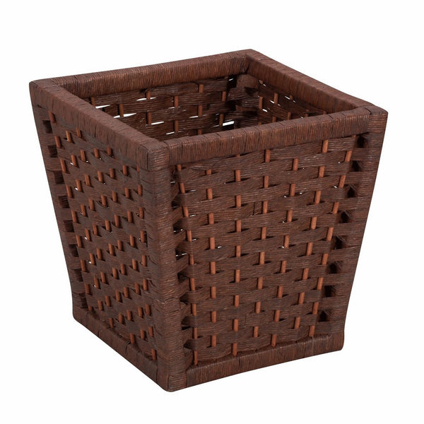 Household Essentials ML-7031 Paper Rope Wicker Waste Basket | For Bedrooms & Bathrooms | Dark Brown Stain