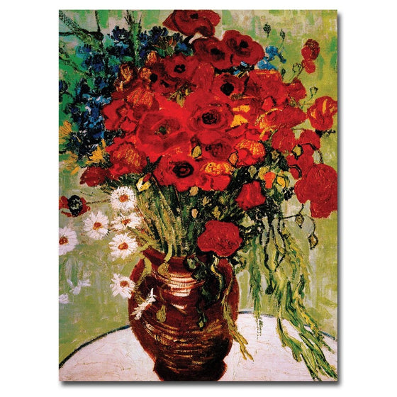 Daisies and Poppies by Vincent van Gogh, 24x32-Inch Canvas Wall Art