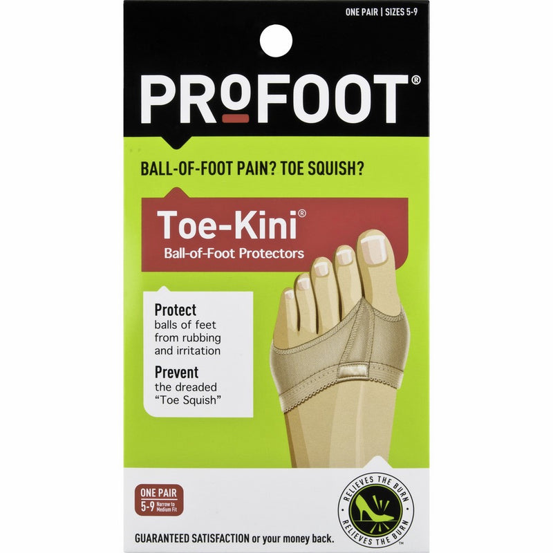 PROFOOT, Toe-Kini Ball-of-Foot Protectors, Women's 5-9, 1 Pair, Pads Metatarsal and Separates Toes for Greater Comfort When Walking, Great for High Heels, Relief from Burning Pain in the Forefoot