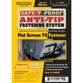 Safe-T-Proof Anti-Tip Fastening System Flat Screen TV Fastener, Black