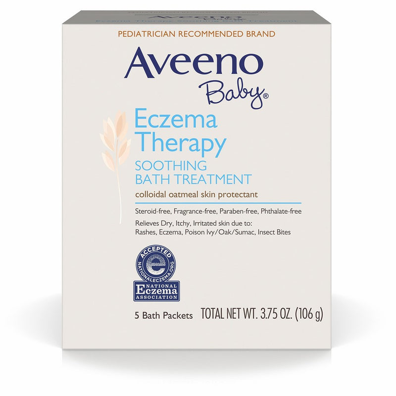 Aveeno Baby Eczema Therapy Soothing Baby Bath Treatment, 5 Count-3.75oz (Pack of 2)