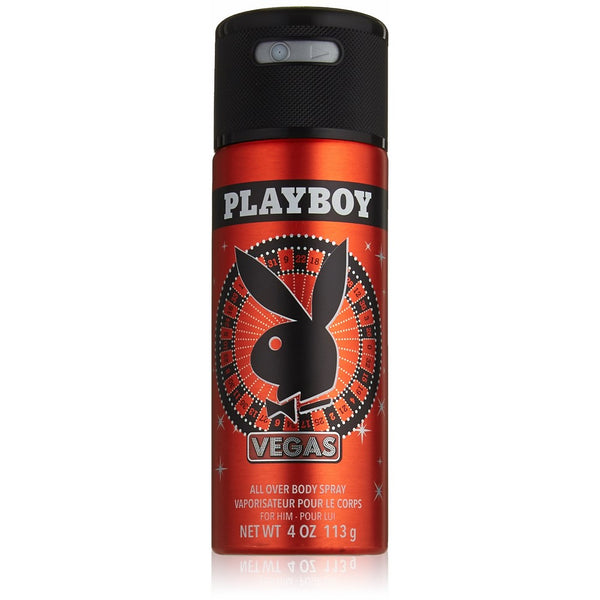 Playboy Male Body Spray, Vegas Scent, 4 oz., Long Lasting Body Spray for Men from Playboy, Scents of Musk, Amber, Vanilla