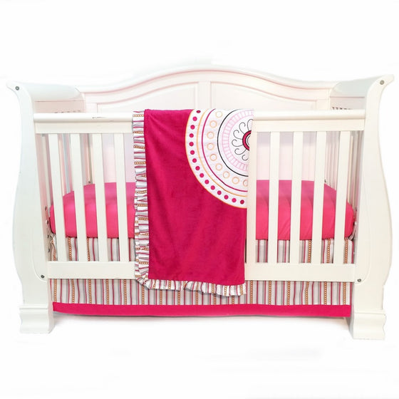 One Grace Place Sophia Lolita Infant Crib Bedding Set, White/Pink/Berry/Orange