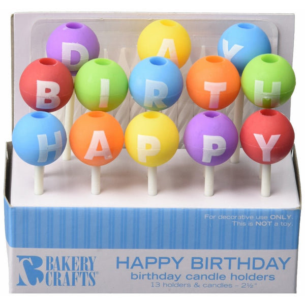 Oasis Supply Happy Birthday Letter Candle Holders with Candles, 2.5-Inch