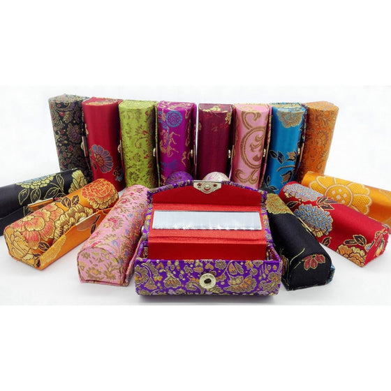 Easybuystore Lipstick Case 3pcs /Set Lipstick Case with Mirror,satin Silky Fabric with Gorgeous Design ,Random Assorted Colors, Jewelry Box