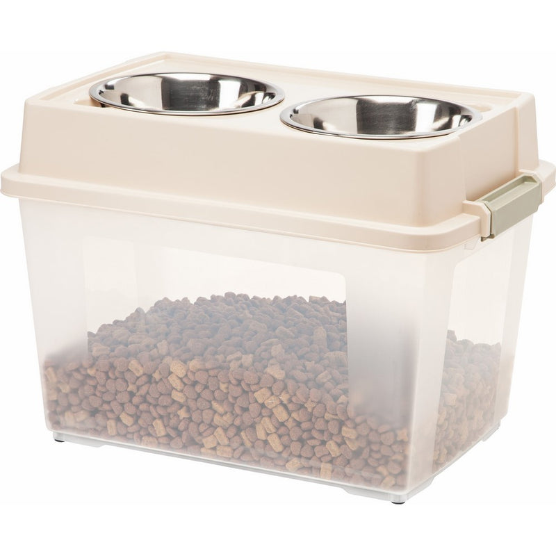 IRIS USA, Inc. IRIS Large Elevated Feeder with Airtight Storage, Tan