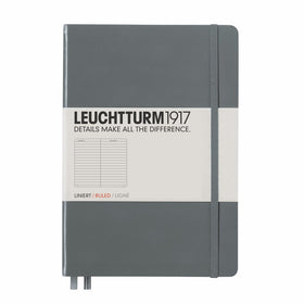 Leuchtturm1917 Hardcover Ruled Pages Notebook, Medium A5 Size, Anthracite (344782)