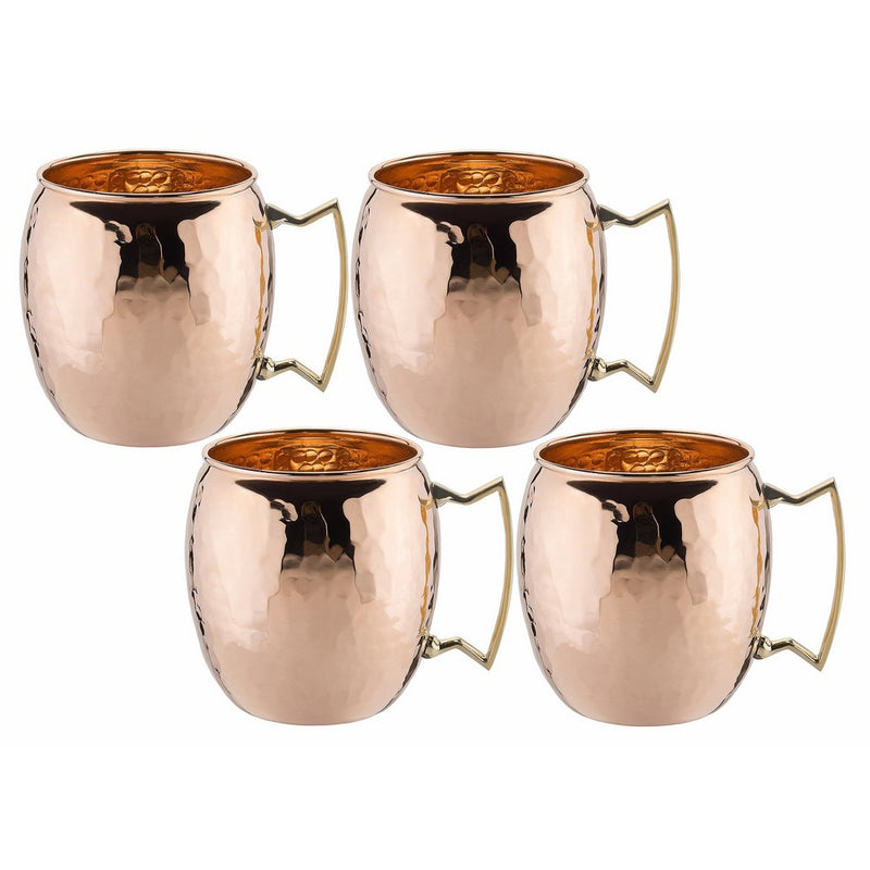 Old Dutch International, Purveyors of the ORIGINAL MOSCOW MULE MUG, 100% Pure Copper, Unlined Hammered Moscow Mule Mug, 16-Ounce, Set of 4