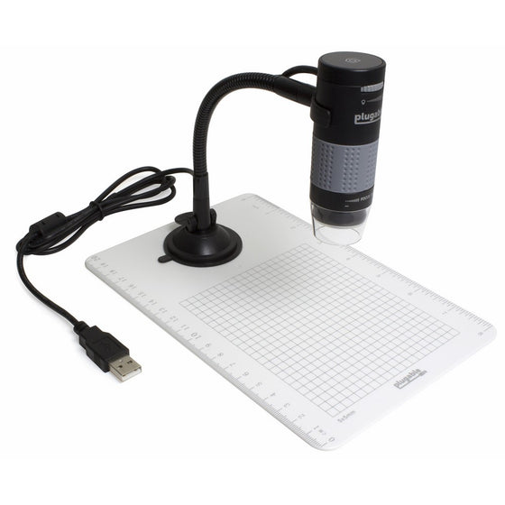 Plugable USB 2.0 Digital Microscope with Flexible Arm Observation Stand for Windows, Mac, Linux (2MP, 250x Magnification)