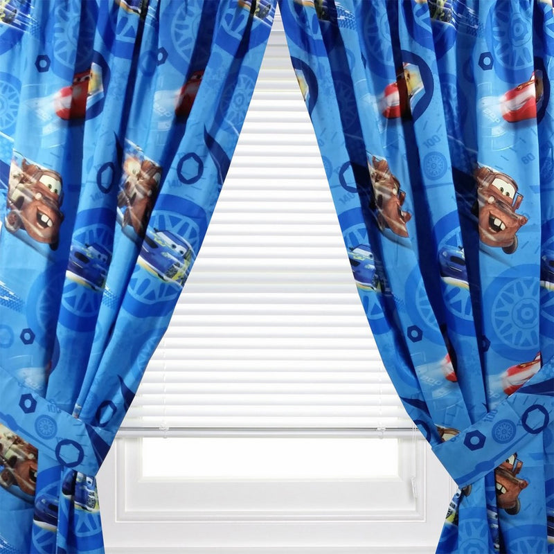 Disney Cars Window Panel - Set of 2 Panels & Tie Backs, 42" x 63" each