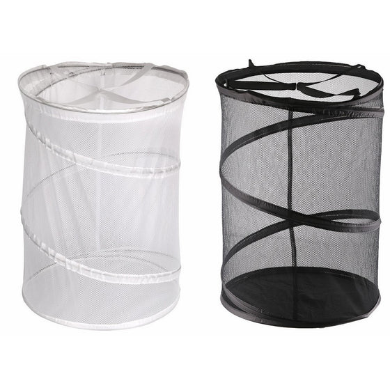 Greenco Heavy Duty High Capacity and Super Lightweight Laundry Hamper (2 Pack), Black/White