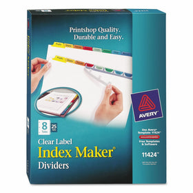 Avery Index Maker Clear Label Dividers, Easy Apply Label Strip, 8-Tab, Multi-Color, 25 Sets (11424)