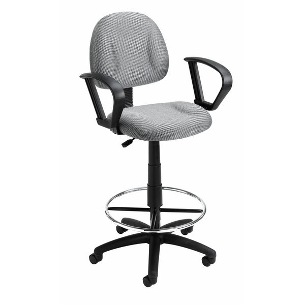 Boss Office Products B1617-GY Ergonomic Works Drafting Chair with Loop Arms in Grey