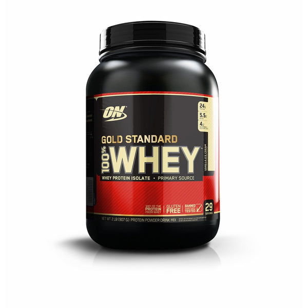 Optimum Nutrition Gold Standard 100% Whey Protein Powder From Whey Isolates, Vanilla Ice Cream - 2 Pound