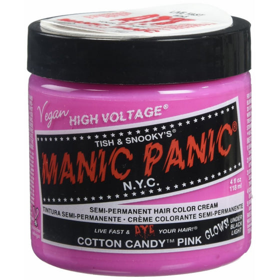 Manic Panic Semi-Permanent Hair Color Cream, Cotton Candy Pink 4 fl oz.