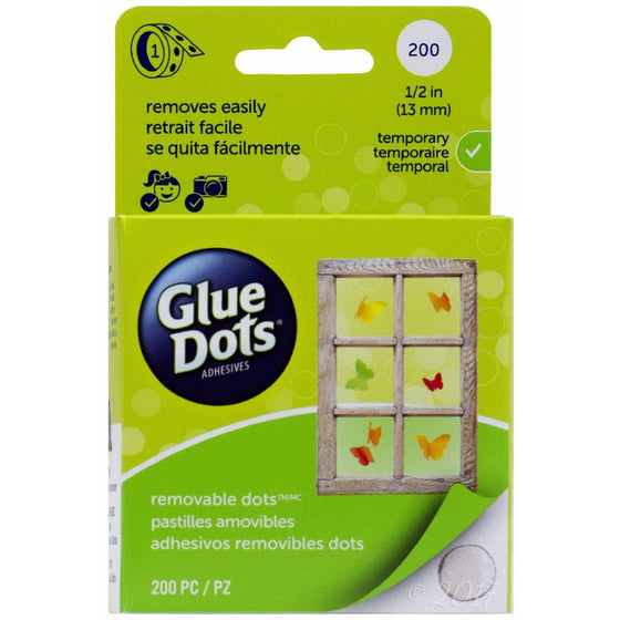 Glue Dots Removable Adhesive Dot Roll, Contains 200 (.5 Inch) Diameter Dots (08248)