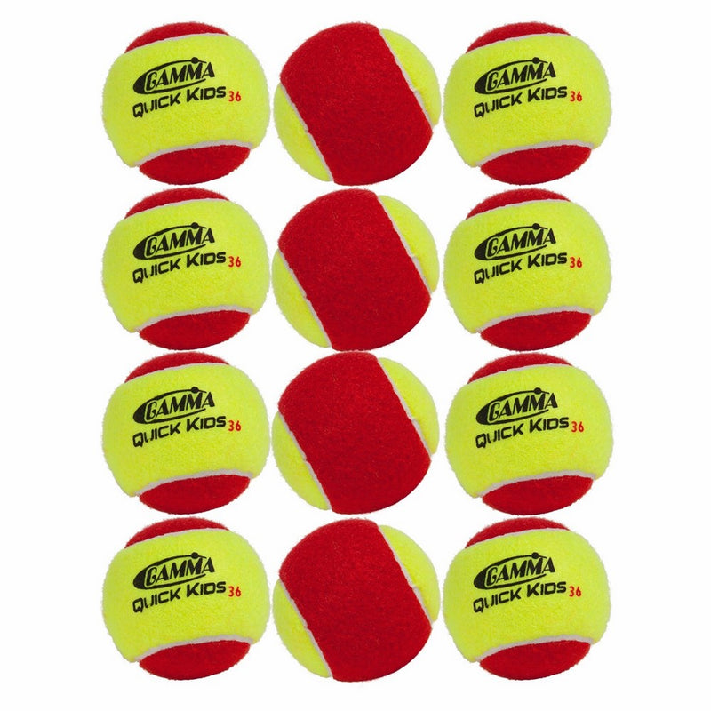 Gamma Sports Kids Training (Transition) Balls, Yellow/Red, Quick Kids 36, 12-Pack