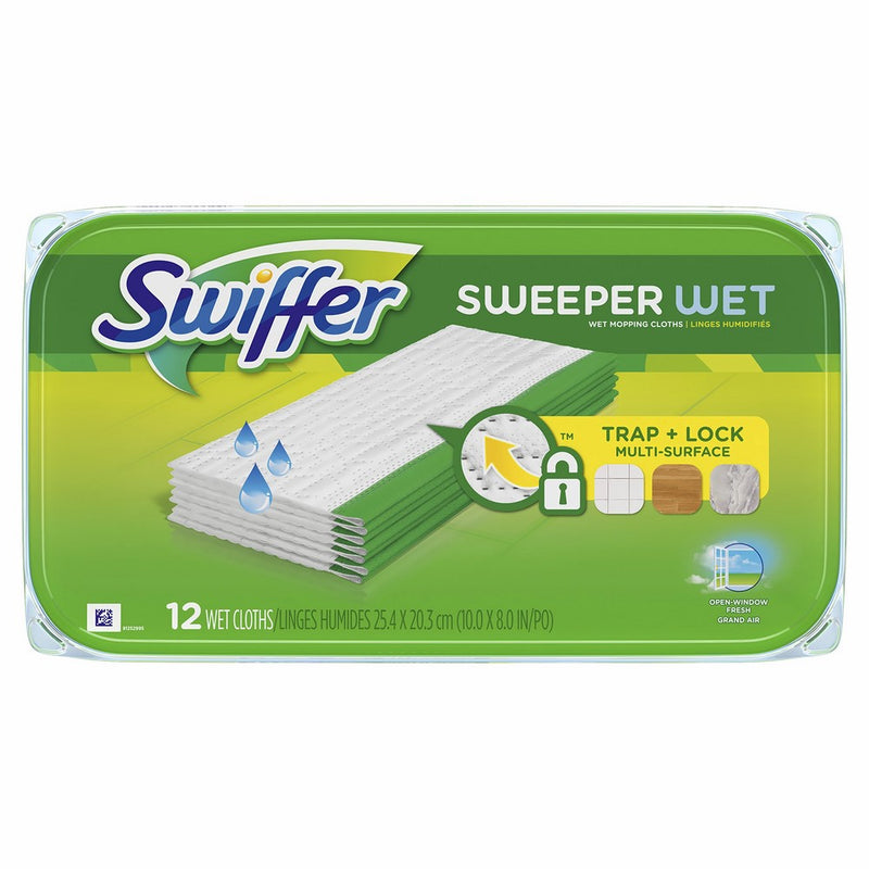 Swiffer Sweeper Wet Mopping Pad Refills for Floor Mop Open Window Fresh Scent 12 Count(Pack of 6)