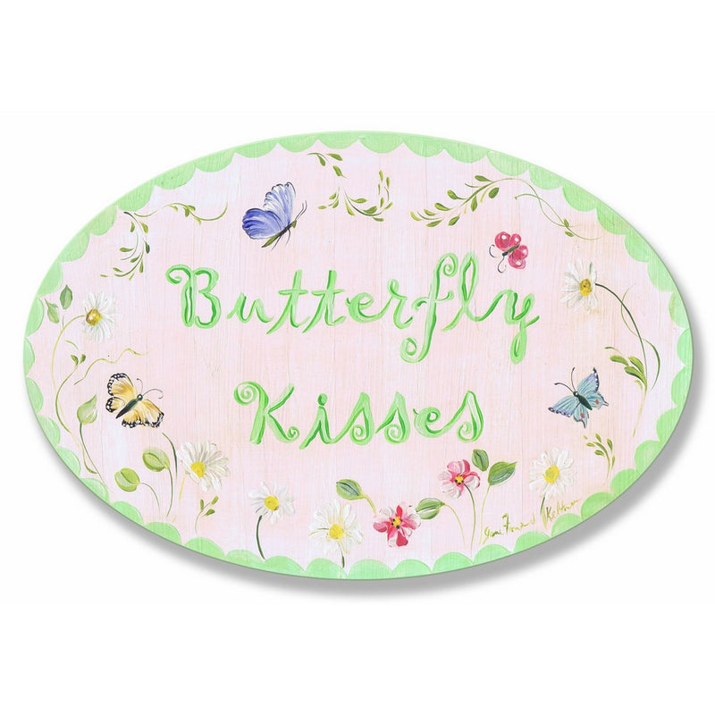 The Kids Room by Stupell Butterfly Kisses Oval Wall Plaque, 10 x 0.5 x 15, Proudly Made in USA