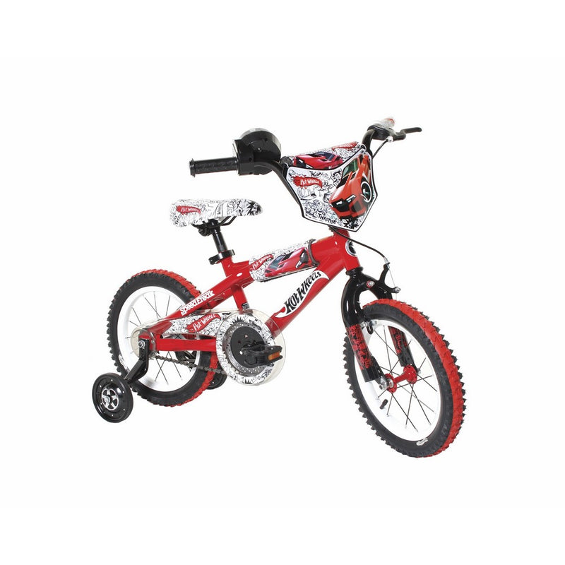 Dynacraft Hot Wheels Boys BMX Street/Dirt Bike with Hand Brake 14"", Red/White/Black