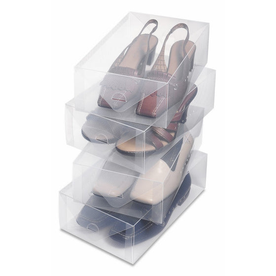 Whitmor Clear Vue Shoe Box - Heavy Duty Stackable Shoe Storage - (Set of 4)