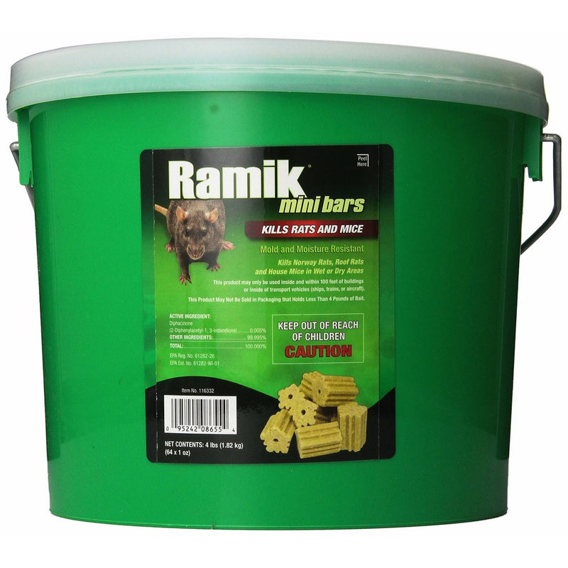 NEOGEN RODENTICIDE 64-Pack Ramik Rat and Mouse Bait Bars Pail, 1-Ounce